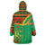 Burkina Faso Wearable Blanket Hoodie with Green Tribal Pattern Design and National Flag Motif - Wonder Print Shop