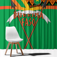 Burkina Faso Window Curtain with Green Tribal Pattern Design and National Flag Motif - Wonder Print Shop