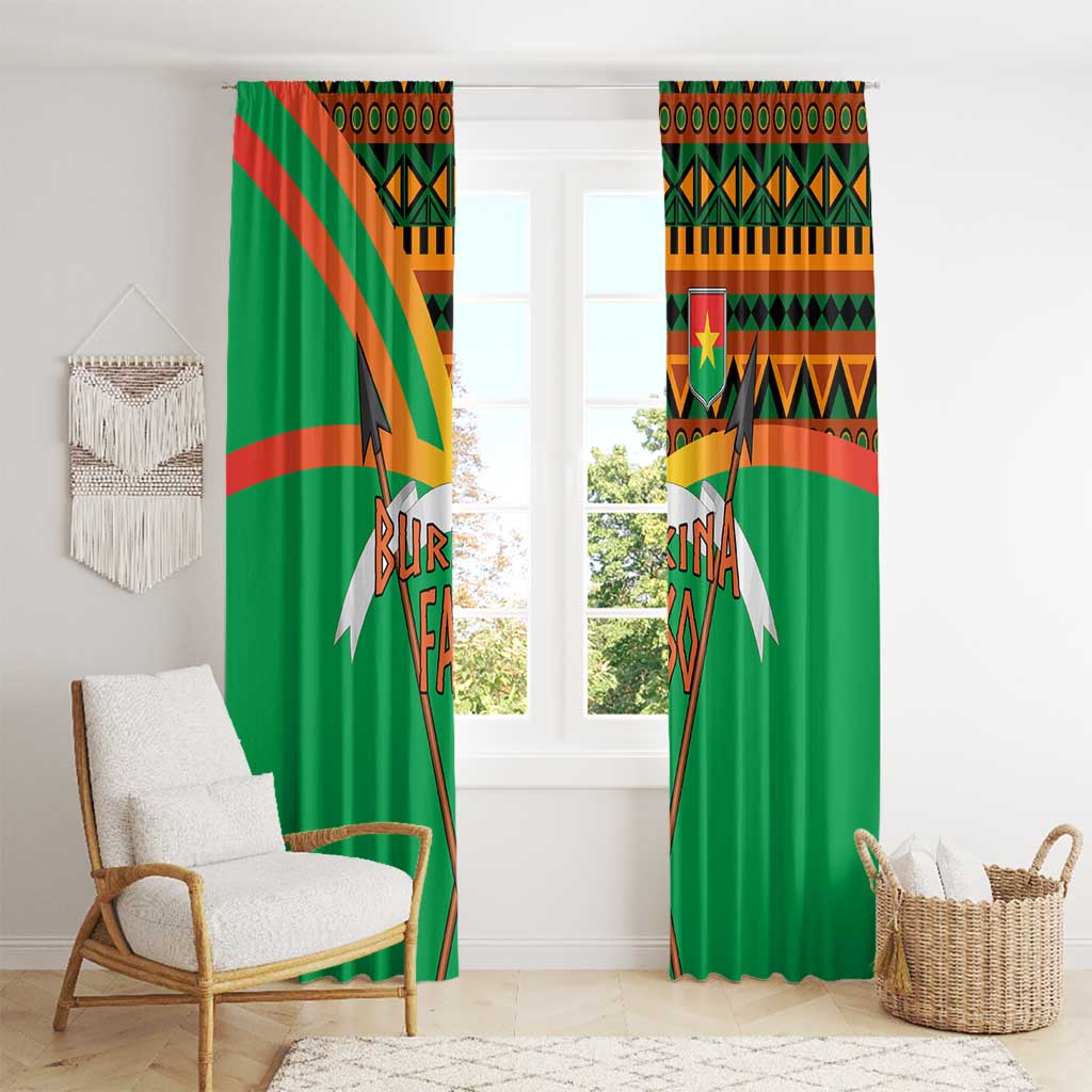 Burkina Faso Window Curtain with Green Tribal Pattern Design and National Flag Motif - Wonder Print Shop