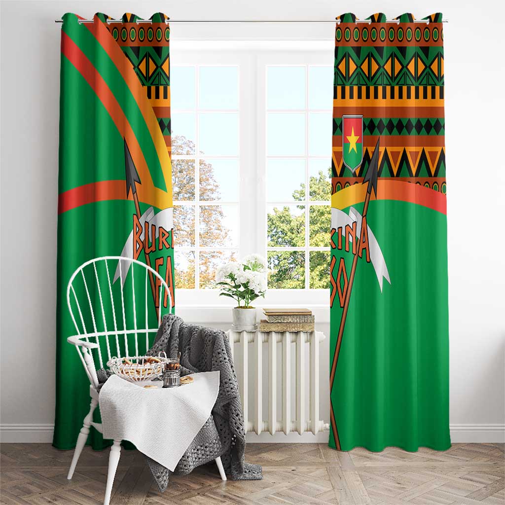 Burkina Faso Window Curtain with Green Tribal Pattern Design and National Flag Motif - Wonder Print Shop