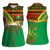 Burkina Faso Women Sleeveless Polo Shirt with Green Tribal Pattern Design and National Flag Motif - Wonder Print Shop