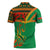 Burkina Faso Zipper Polo Shirt with Green Tribal Pattern Design and National Flag Motif - Wonder Print Shop