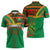 Burkina Faso Zipper Polo Shirt with Green Tribal Pattern Design and National Flag Motif - Wonder Print Shop