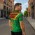 Burkina Faso Zipper Polo Shirt with Green Tribal Pattern Design and National Flag Motif - Wonder Print Shop