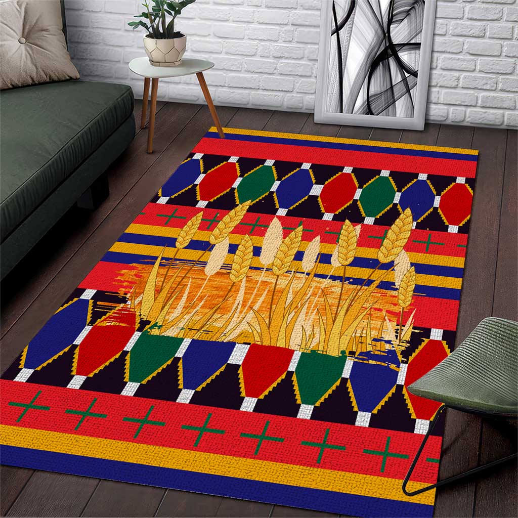 Burkina Faso Area Rug with Red Green Blue Geometric - Wonder Print Shop