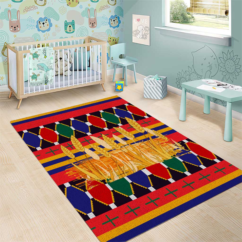 Burkina Faso Area Rug with Red Green Blue Geometric - Wonder Print Shop