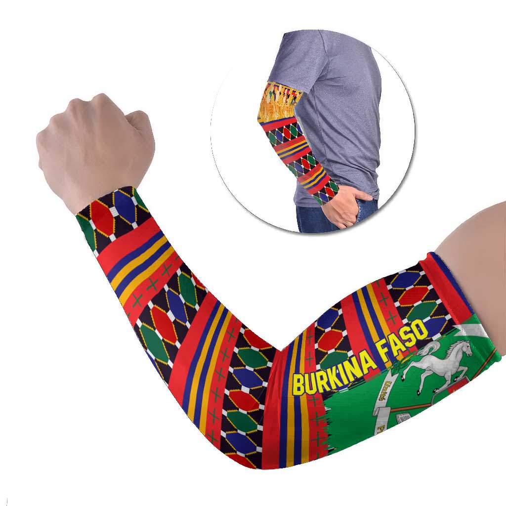 Burkina Faso Arm Sleeves with Red Green Blue Geometric - Wonder Print Shop