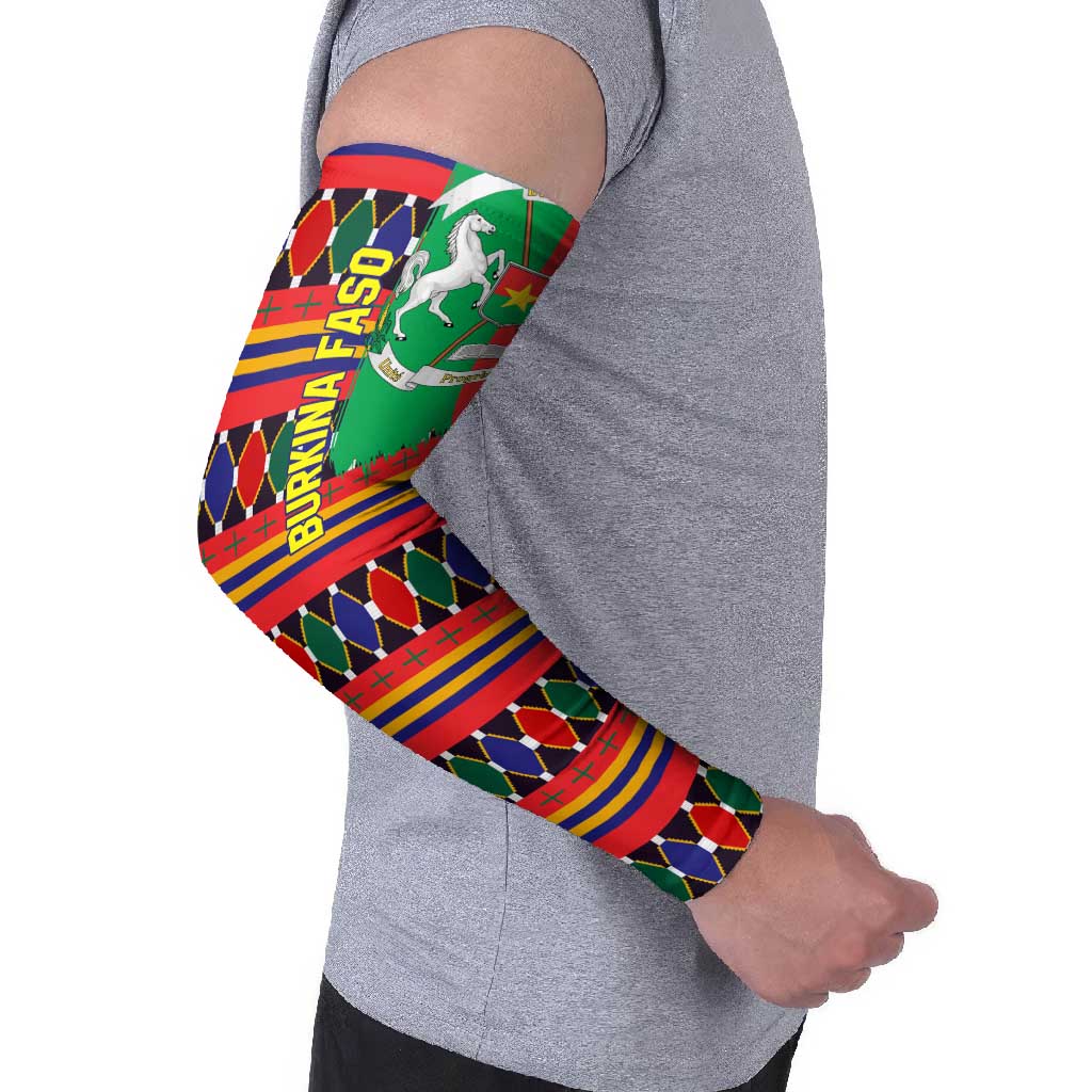 Burkina Faso Arm Sleeves with Red Green Blue Geometric - Wonder Print Shop