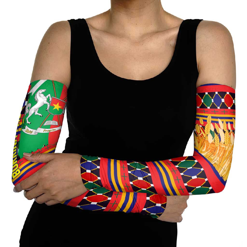 Burkina Faso Arm Sleeves with Red Green Blue Geometric - Wonder Print Shop