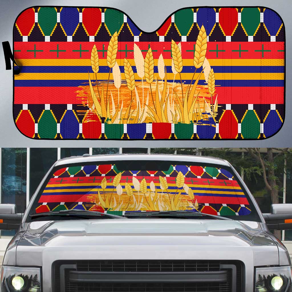 Burkina Faso Auto Sun Shade with Red Green Blue Geometric - Wonder Print Shop