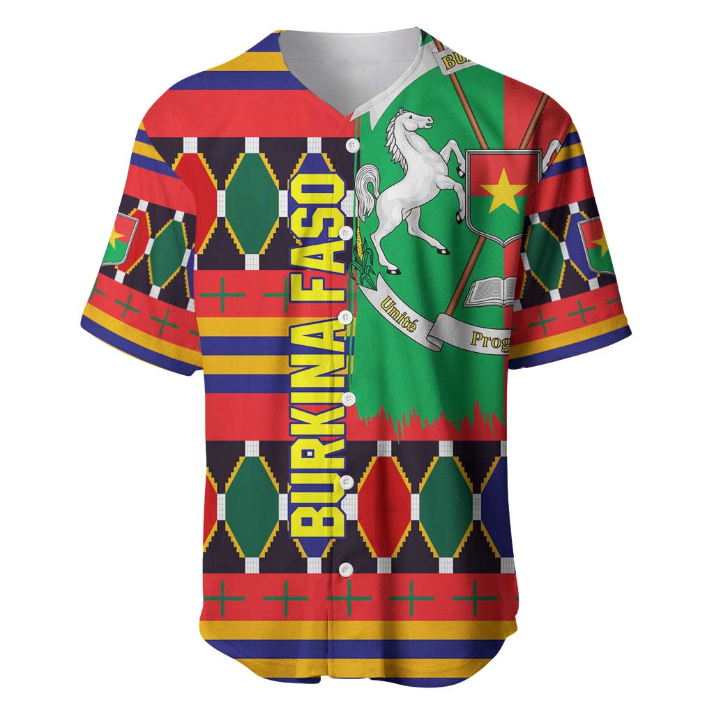Burkina Faso Baseball Jersey with Red Green Blue Geometric - Wonder Print Shop