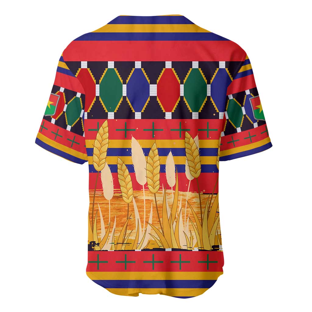 Burkina Faso Baseball Jersey with Red Green Blue Geometric - Wonder Print Shop