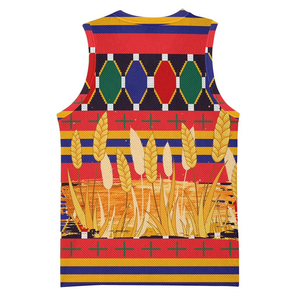 Burkina Faso Basketball Jersey with Red Green Blue Geometric - Wonder Print Shop