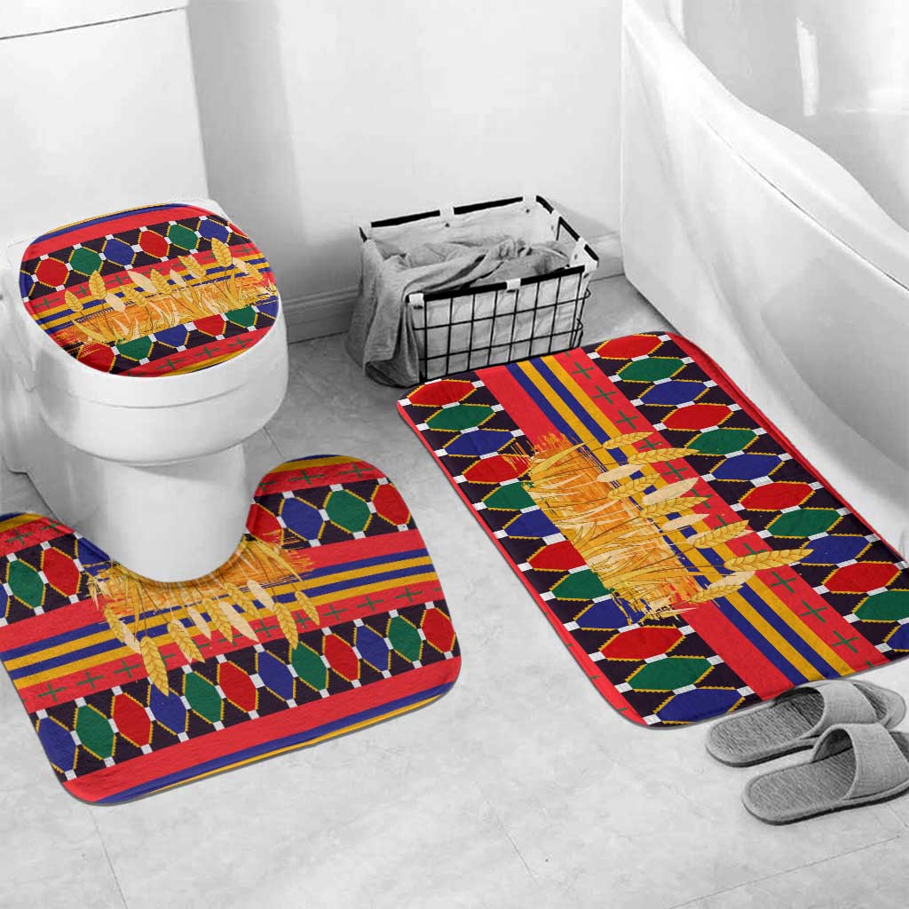 Burkina Faso Bathroom Set with Red Green Blue Geometric - Wonder Print Shop