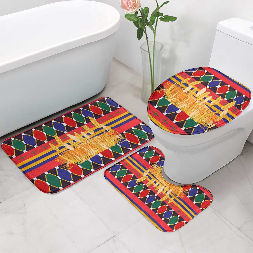 Burkina Faso Bathroom Set with Red Green Blue Geometric - Wonder Print Shop