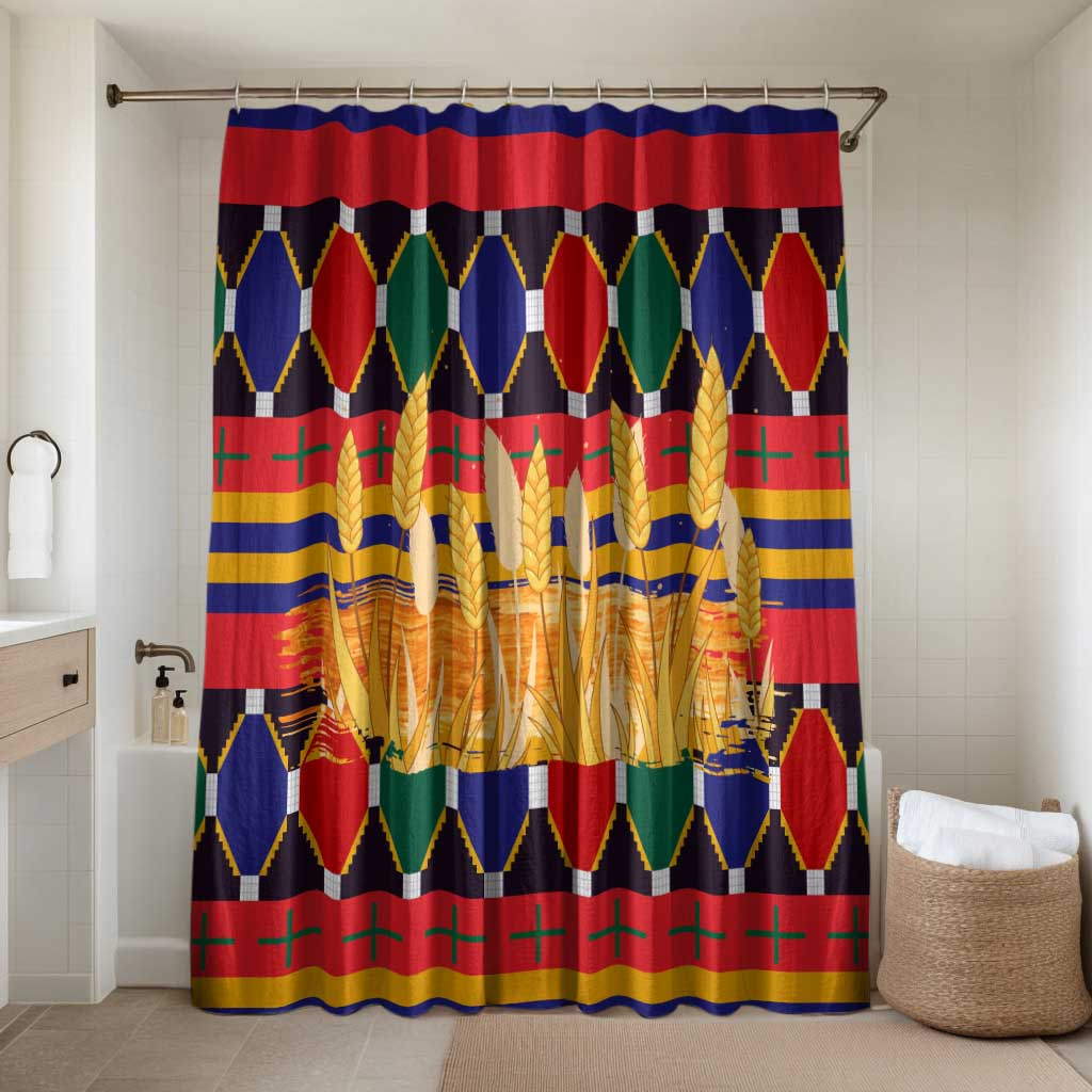 Burkina Faso Bathroom Set with Red Green Blue Geometric - Wonder Print Shop