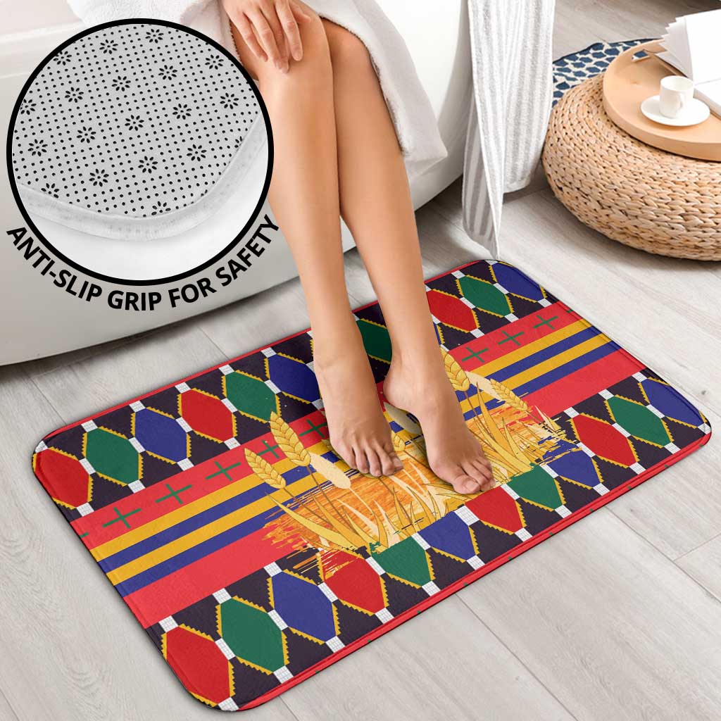 Burkina Faso Bathroom Set with Red Green Blue Geometric - Wonder Print Shop