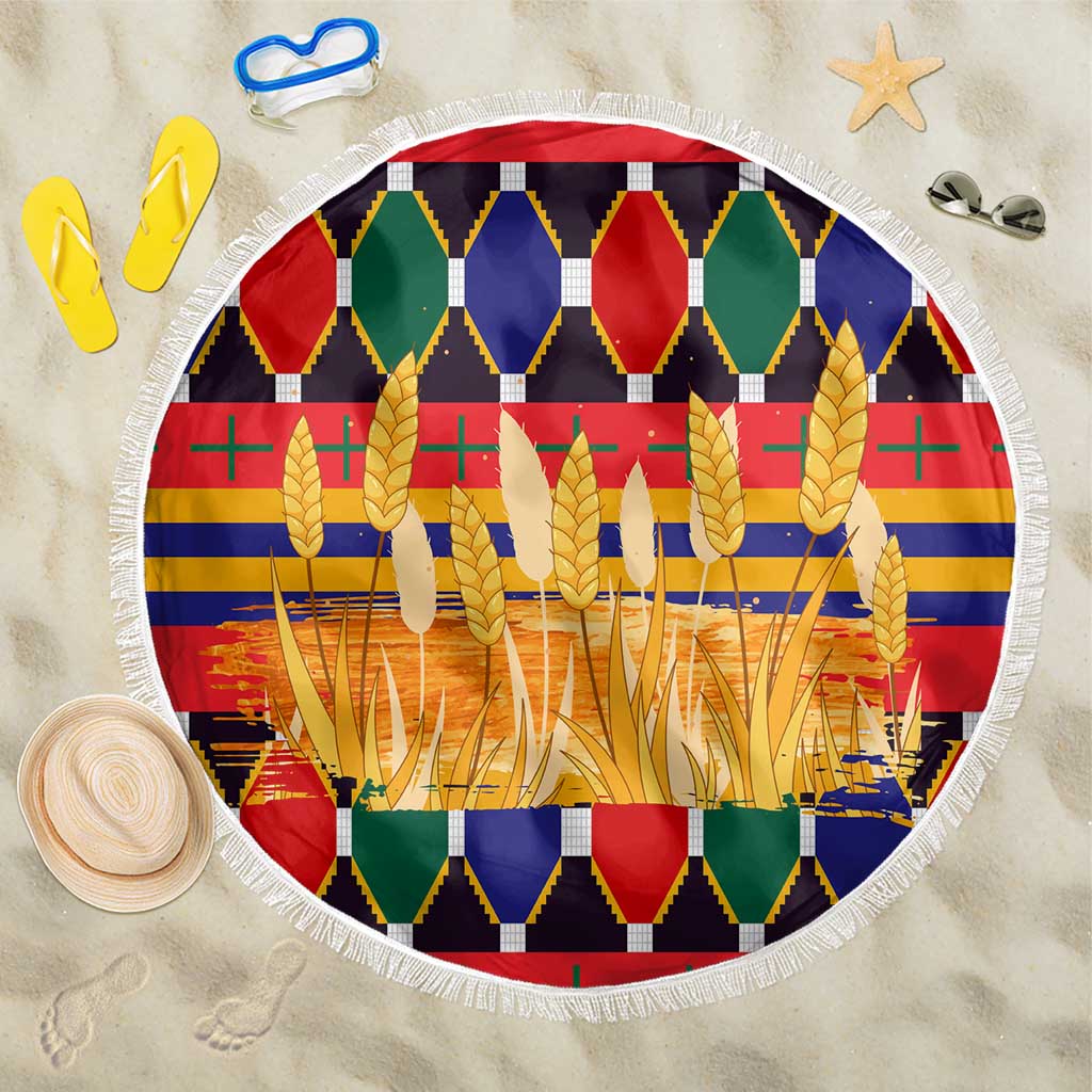 Burkina Faso Beach Blanket with Red Green Blue Geometric - Wonder Print Shop