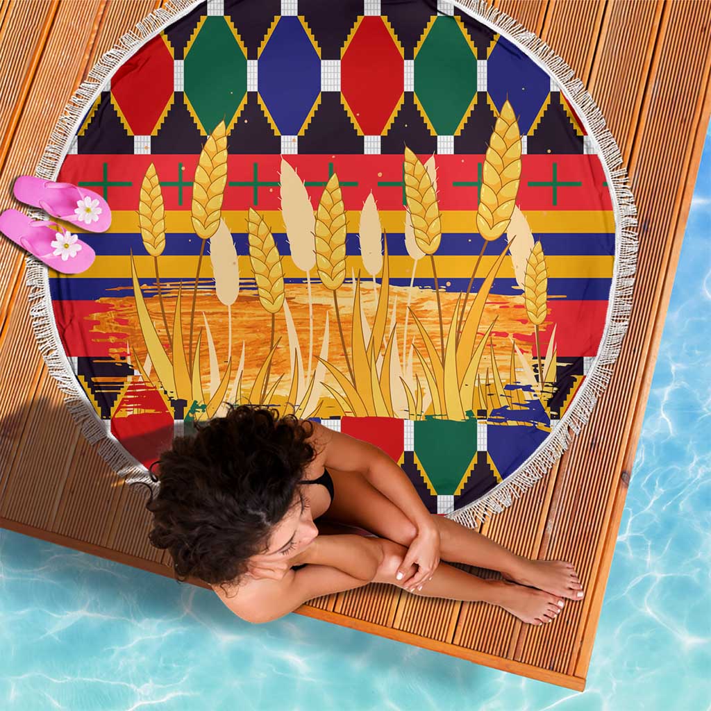 Burkina Faso Beach Blanket with Red Green Blue Geometric - Wonder Print Shop