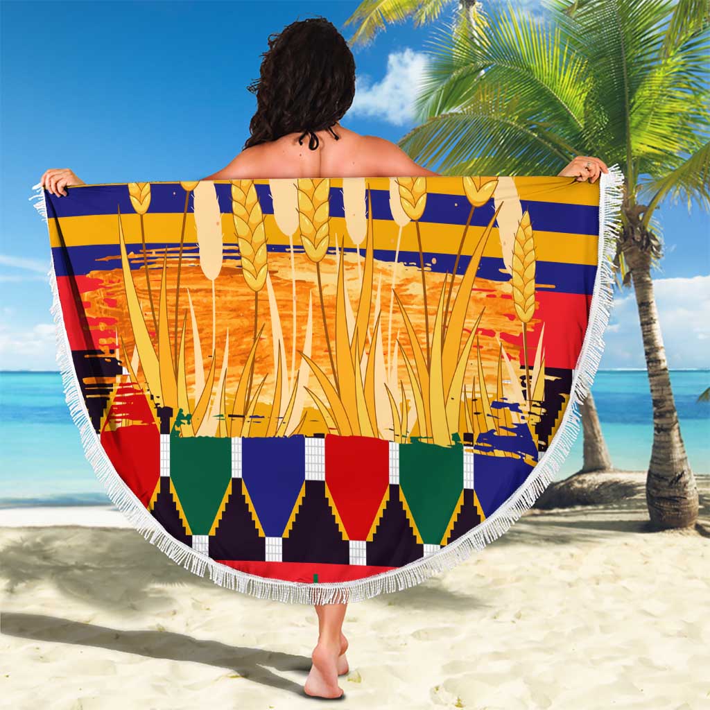 Burkina Faso Beach Blanket with Red Green Blue Geometric - Wonder Print Shop