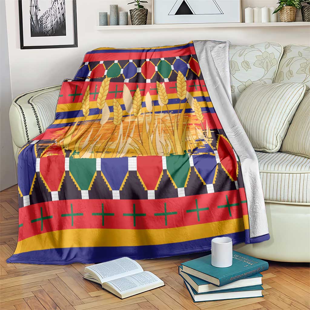 Burkina Faso Blanket with Red Green Blue Geometric - Wonder Print Shop