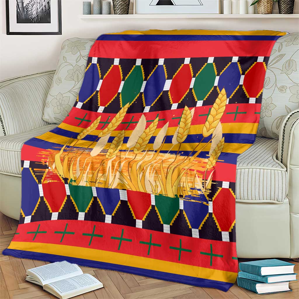 Burkina Faso Blanket with Red Green Blue Geometric - Wonder Print Shop