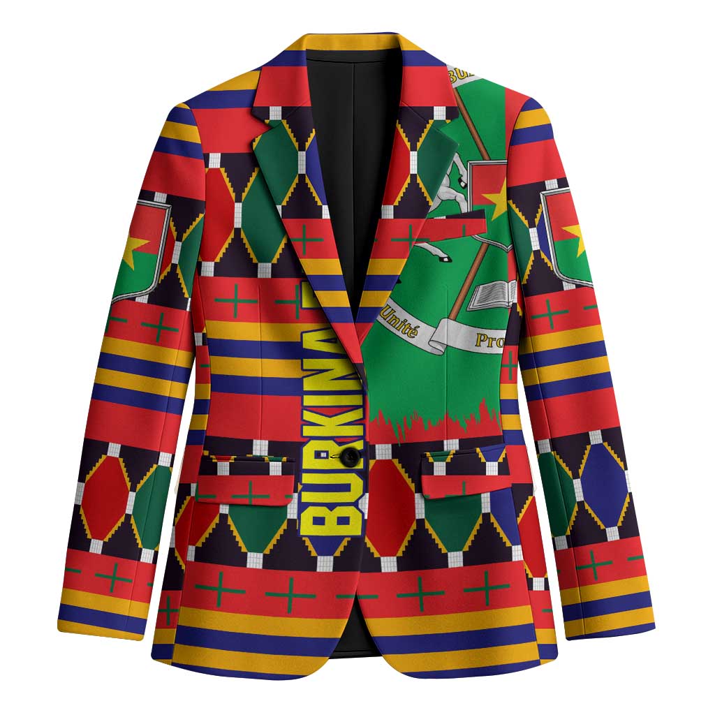 Burkina Faso Blazer with Red Green Blue Geometric - Wonder Print Shop