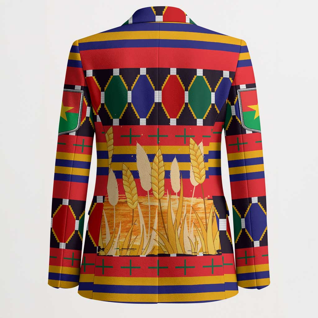 Burkina Faso Blazer with Red Green Blue Geometric - Wonder Print Shop