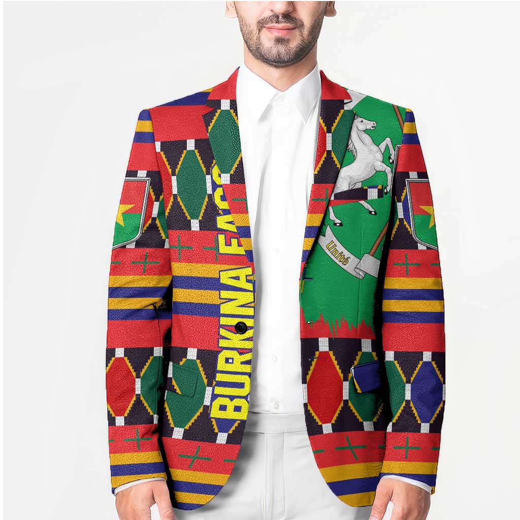 Burkina Faso Blazer with Red Green Blue Geometric - Wonder Print Shop