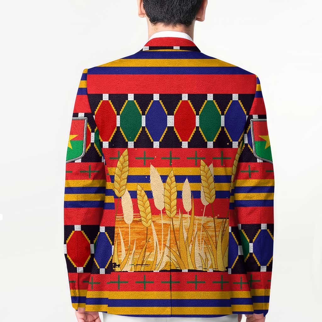 Burkina Faso Blazer with Red Green Blue Geometric - Wonder Print Shop