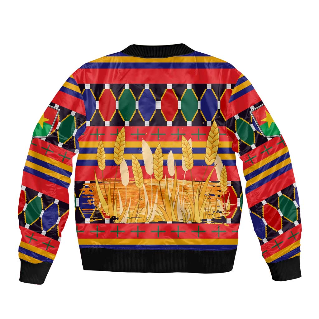 Burkina Faso Bomber Jacket with Red Green Blue Geometric - Wonder Print Shop