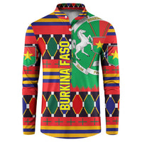 Burkina Faso Button Sweatshirt with Red Green Blue Geometric - Wonder Print Shop