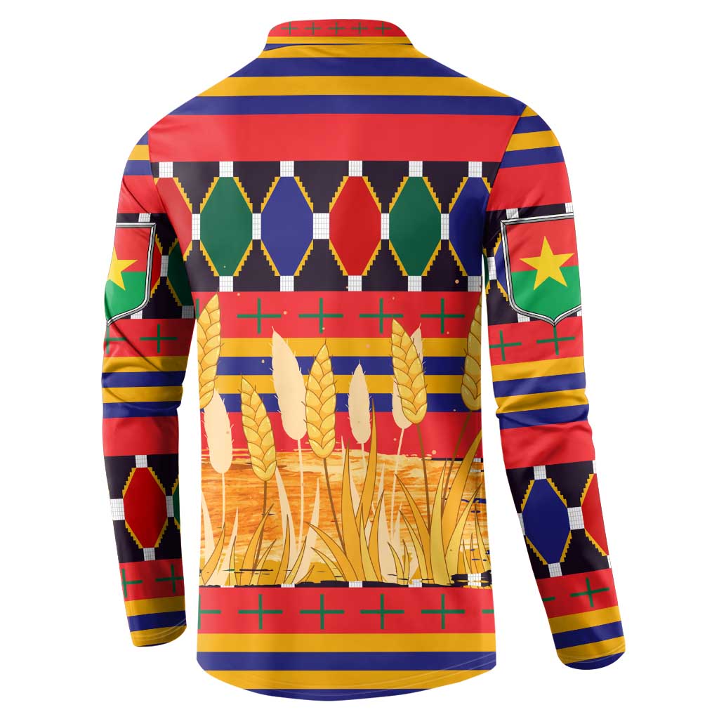 Burkina Faso Button Sweatshirt with Red Green Blue Geometric - Wonder Print Shop