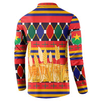 Burkina Faso Button Sweatshirt with Red Green Blue Geometric - Wonder Print Shop