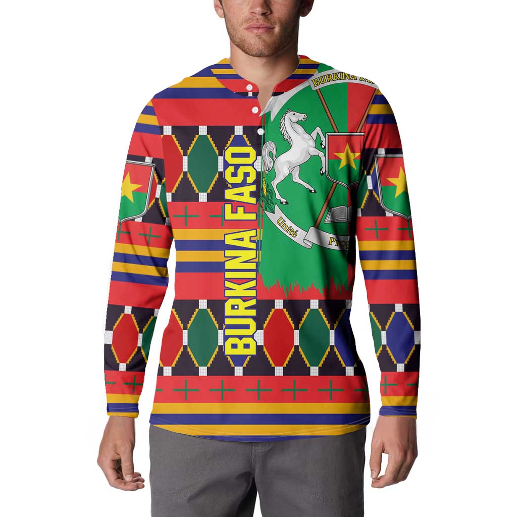 Burkina Faso Button Sweatshirt with Red Green Blue Geometric - Wonder Print Shop