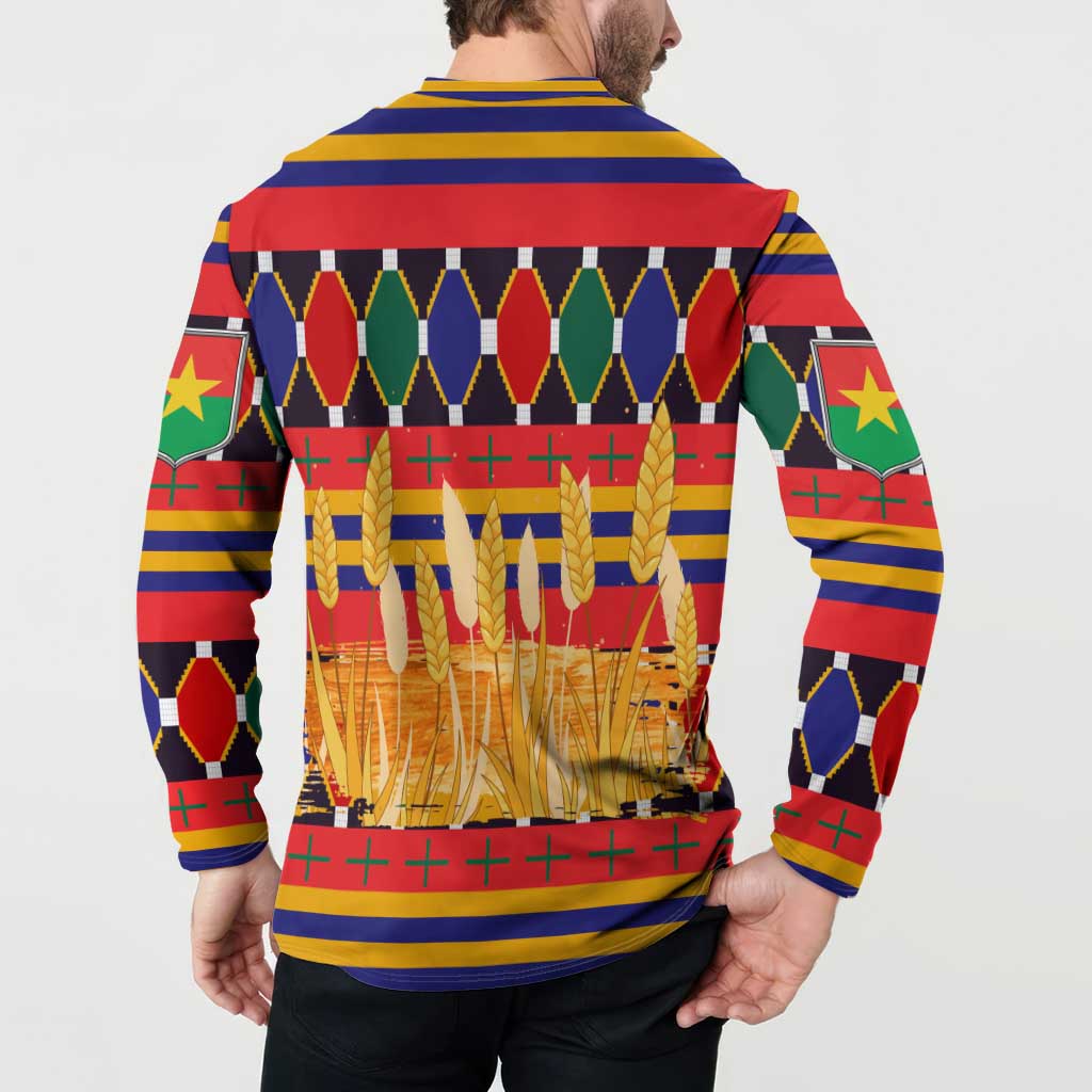 Burkina Faso Button Sweatshirt with Red Green Blue Geometric - Wonder Print Shop