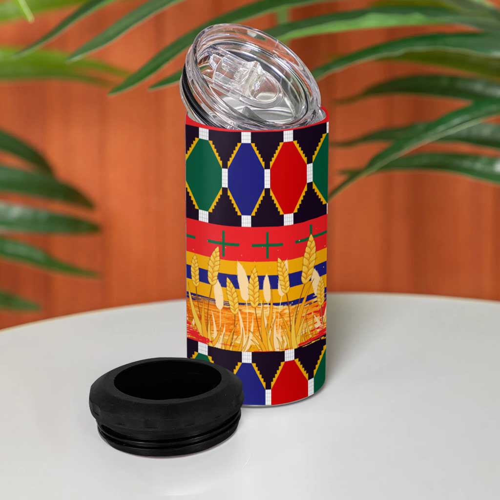 Burkina Faso 4 in 1 Can Cooler Tumbler with Red Green Blue Geometric - Wonder Print Shop