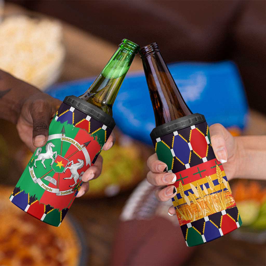 Burkina Faso 4 in 1 Can Cooler Tumbler with Red Green Blue Geometric - Wonder Print Shop