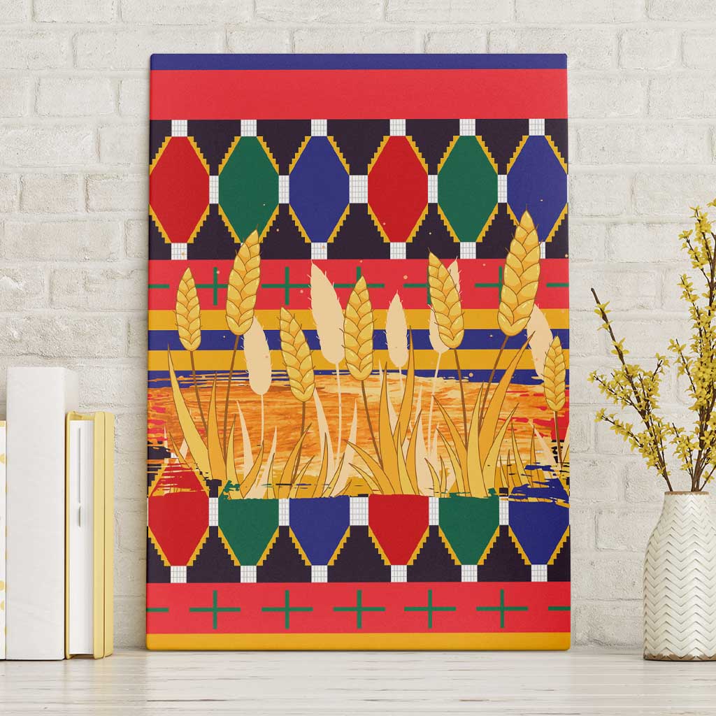 Burkina Faso Canvas Wall Art with Red Green Blue Geometric - Wonder Print Shop