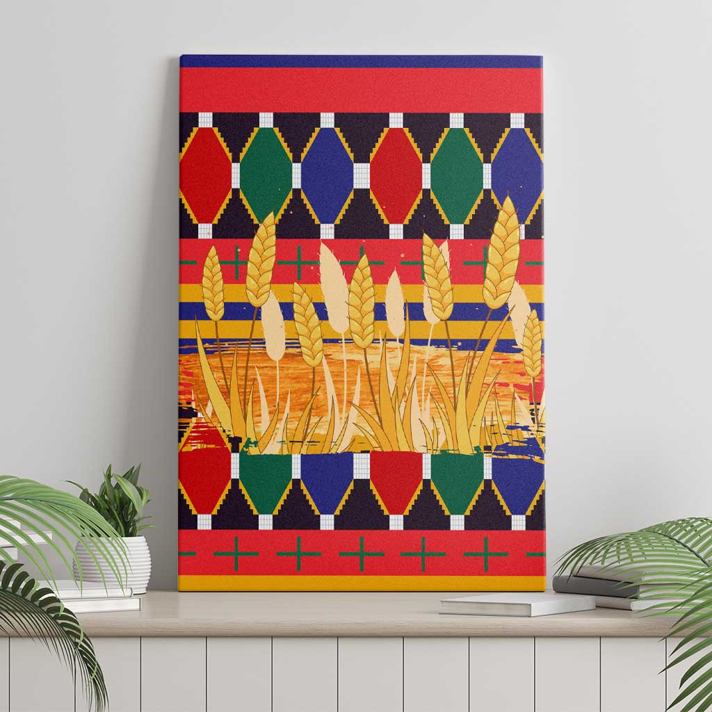 Burkina Faso Canvas Wall Art with Red Green Blue Geometric - Wonder Print Shop