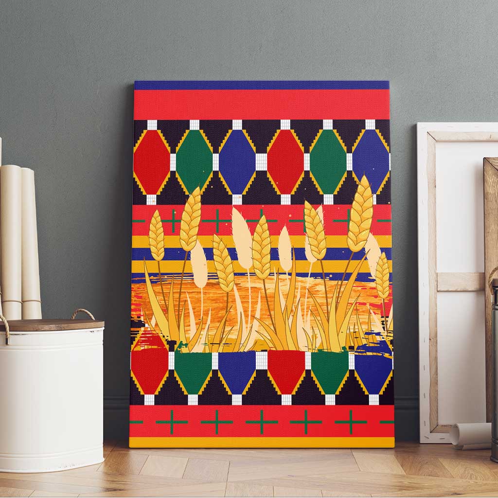 Burkina Faso Canvas Wall Art with Red Green Blue Geometric - Wonder Print Shop
