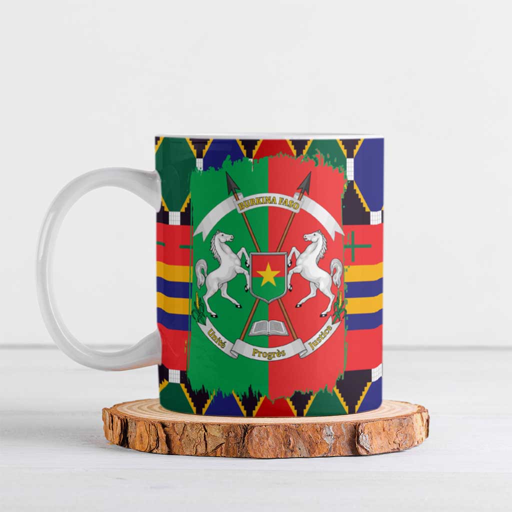 Burkina Faso Ceramic Mug with Red Green Blue Geometric - Wonder Print Shop