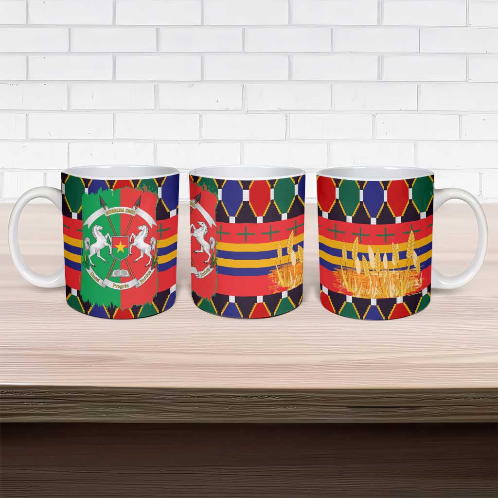 Burkina Faso Ceramic Mug with Red Green Blue Geometric - Wonder Print Shop
