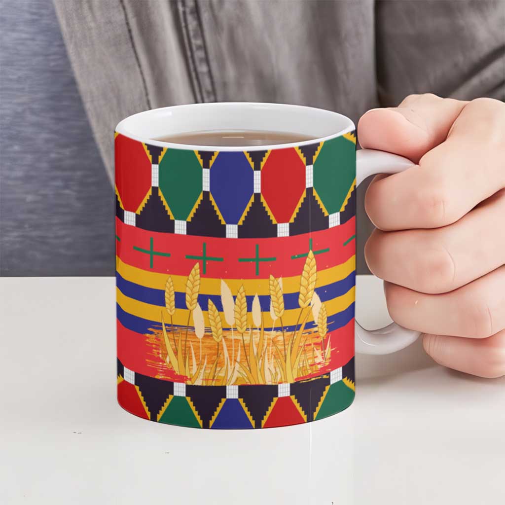 Burkina Faso Ceramic Mug with Red Green Blue Geometric - Wonder Print Shop