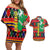 Burkina Faso Couples Matching Off Shoulder Short Dress and Hawaiian Shirt with Red Green Blue Geometric - Wonder Print Shop