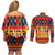 Burkina Faso Couples Matching Off Shoulder Short Dress and Long Sleeve Button Shirt with Red Green Blue Geometric - Wonder Print Shop