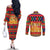 Burkina Faso Couples Matching Off The Shoulder Long Sleeve Dress and Long Sleeve Button Shirt with Red Green Blue Geometric - Wonder Print Shop