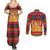 Burkina Faso Couples Matching Summer Maxi Dress and Long Sleeve Button Shirt with Red Green Blue Geometric - Wonder Print Shop