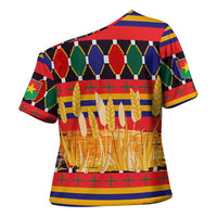 Burkina Faso Cross Shoulder Shirt with Red Green Blue Geometric - Wonder Print Shop