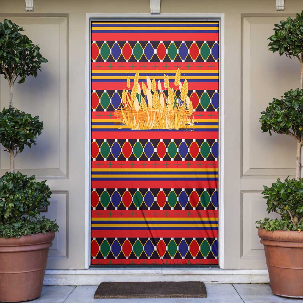 Burkina Faso Door Cover with Red Green Blue Geometric - Wonder Print Shop